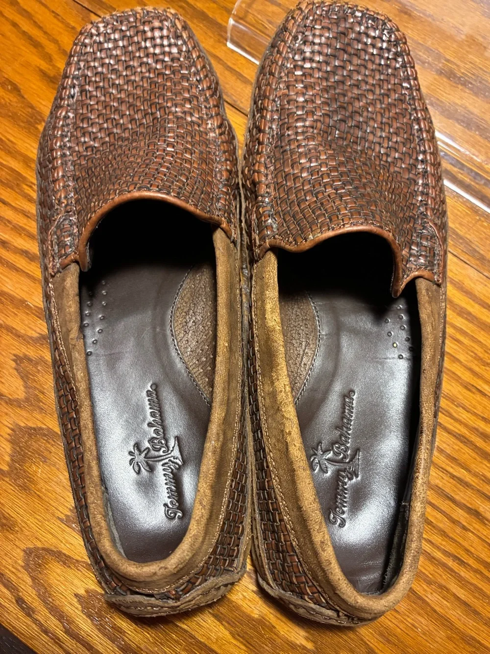 Y2K VTG Tommy Bahama Woven Leather Driver Loafers Brown Men’s Size 8